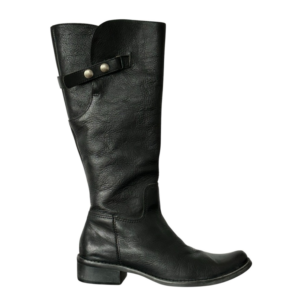 Matisse Black Leather Riding Boot With‎ Side Snap Strap Detail Moto Size 7.5